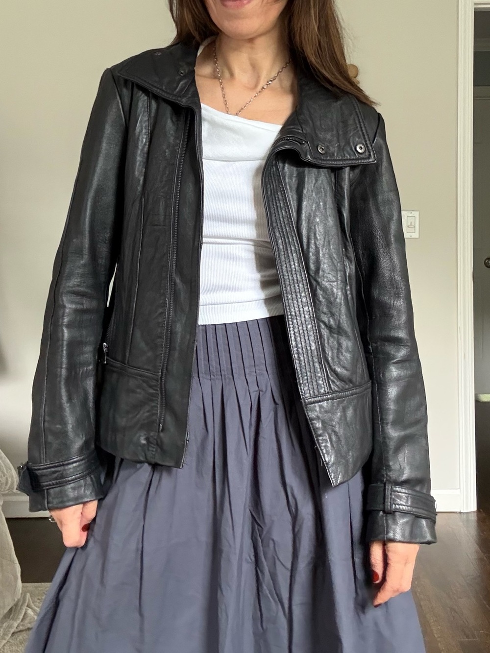 Kenneth Cole Supple Leather Motorcycle Jacket